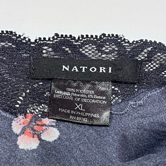 NATORI Dark Blue Papillon Chemise Floral Butterfly Lace Sleepwear‎ XL (F-239) - Picture 9 of 10